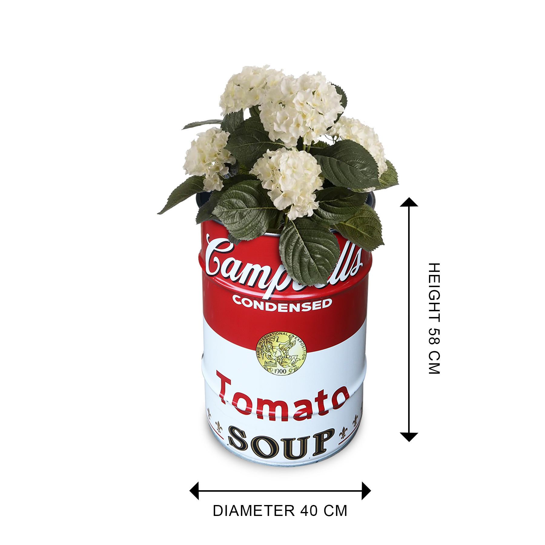 Barrelkings Campbell's Soup retro- industrieel 60 L olievat plantenbak Top Merken Winkel
